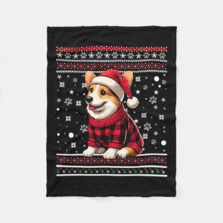 Cobertor De Velo Corgi Funny Ugly Buffalo Xadrez Papai Noel Natal
