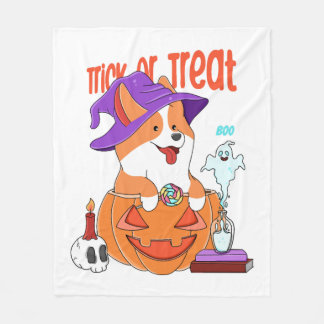 Cobertor De Velo Corgi Halloween