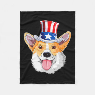 Cobertor De Velo Corgi Pet Dogs 4 De Julho Homens De Bandeira Ameri