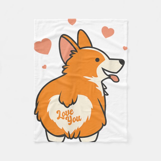 Cobertor De Velo Corgi Valentines Day Gift Dog Lover Heart (Frente)