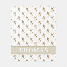 Cobertor De Velo Corgi Vermelho e Branco Personalizado