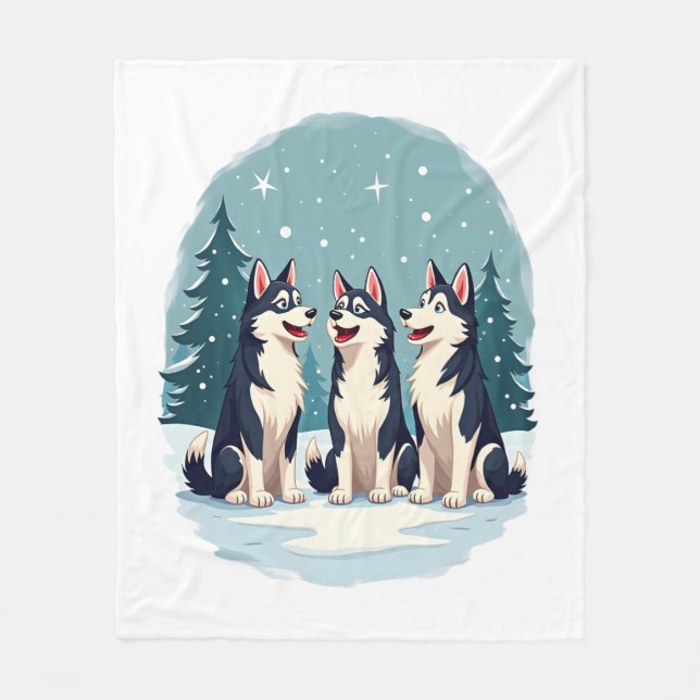 Cobertor De Velo Coro de Natal Husky (Frente)