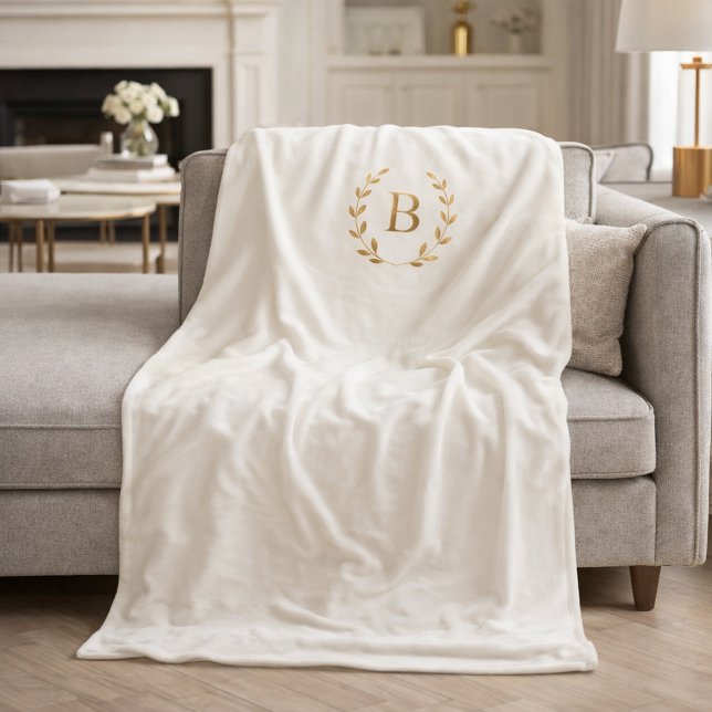 Cobertor De Velo Coroa monogramada em dourado marfim elegante (Criador carregado)