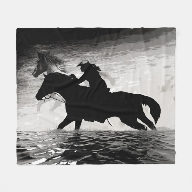 Cobertor De Velo Correndo com Espíritos - Cavalos Jogam Banheira (Frente (Horizontal))
