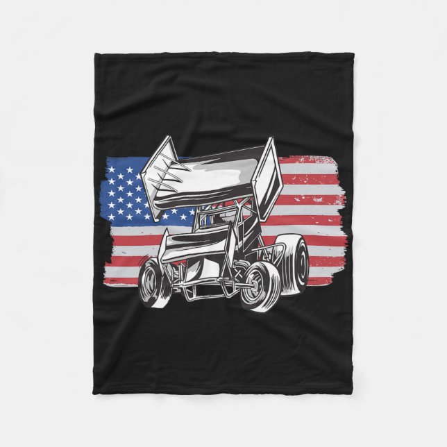 Cobertor De Velo Corrida De Sprint Car Eua Bandeira  (Frente)
