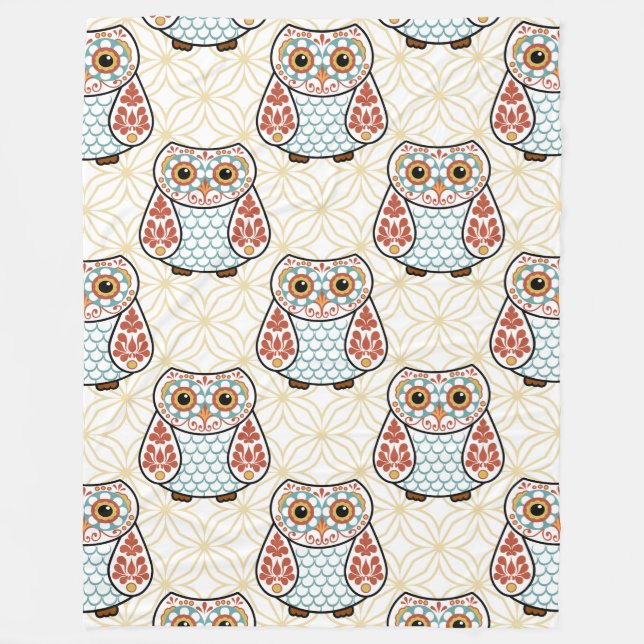 Cobertor De Velo Coruja da arte popular no ouro (Frente)