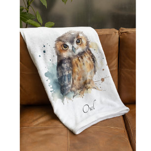 Cobertor De Velo Coruja de Aquarela Cuta, personalizada