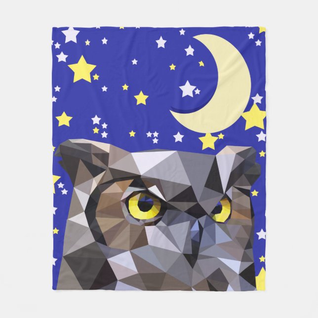 Cobertor De Velo Coruja Geométrica e Céu Estrelado (Frente)