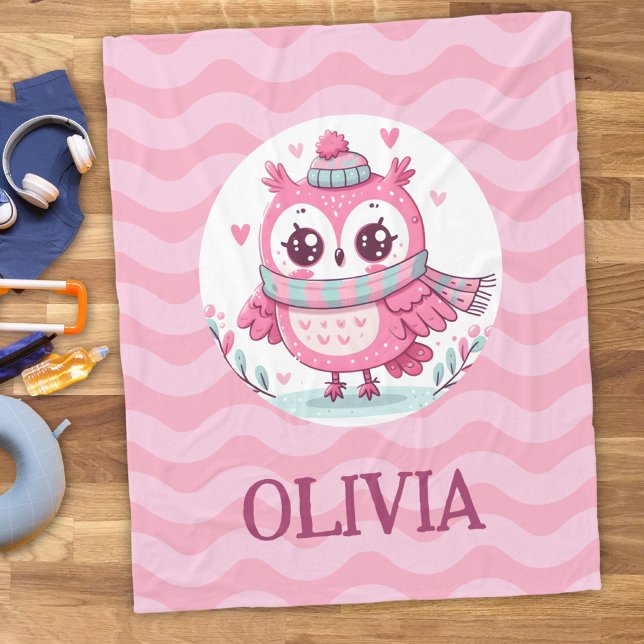 Cobertor De Velo Coruja rosa-branca Vestindo espinho e madeira (Criador carregado)