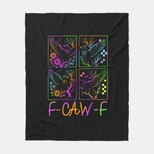 Cobertor De Velo Corvo F-Caw-F Colorido Neon Gótico Pássaro Engraça