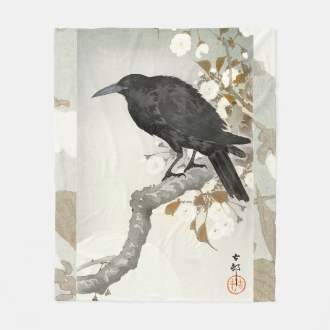 Cobertor De Velo Corvo Koson Japonês Pássaro Corvo (Frente)