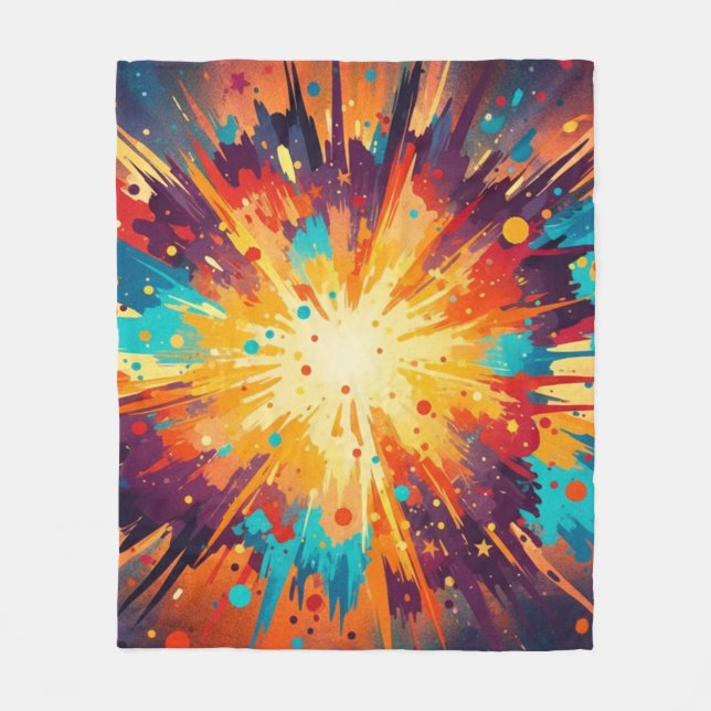 Cobertor De Velo Cosmic Burst Abstract Splatter Art (Frente)