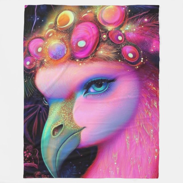 Cobertor De Velo Cosmic Flamingo Queen (Frente)