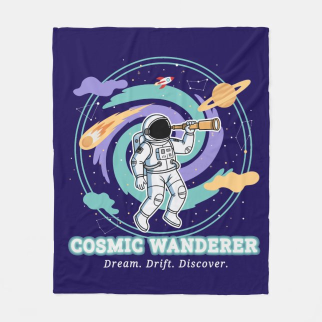 Cobertor De Velo Cosmic Wanderer Astronaut Telescop (Frente)