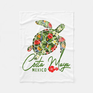 Cobertor De Velo Costa Maya México Tartaruga Marinha Trocal Hibisco