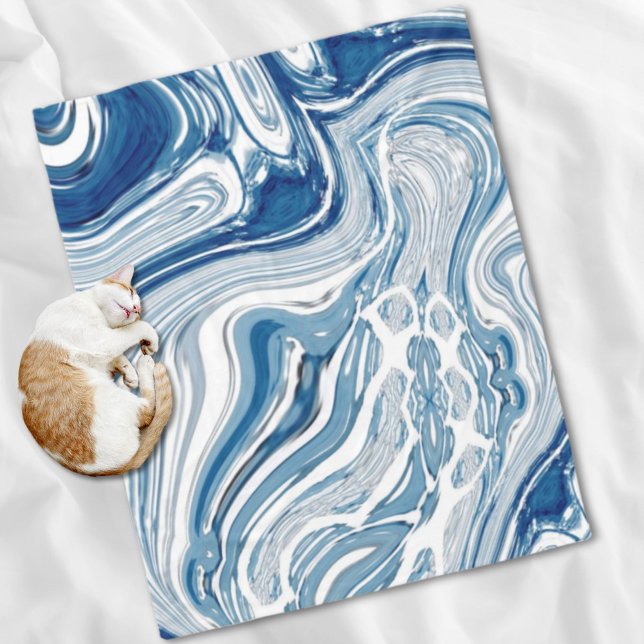 Cobertor De Velo costa praia ondas náuticas aquarelas espirais azui (coast beach nautical waves watercolor blue swirls fleece blanket)