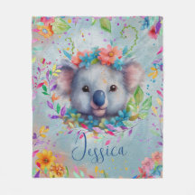 Cóta Aquarela Koala com flores