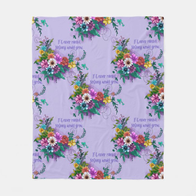 Cobertor De Velo Cotação Inspiracional Floral (Frente)