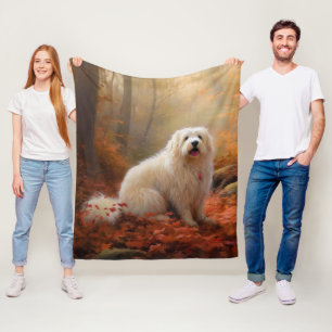 Cobertor De Velo Coton De Tulear nas Folhas de Outono Caem Inspiram