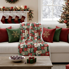 Cobertor De Velo Country patchwork christmas pattern