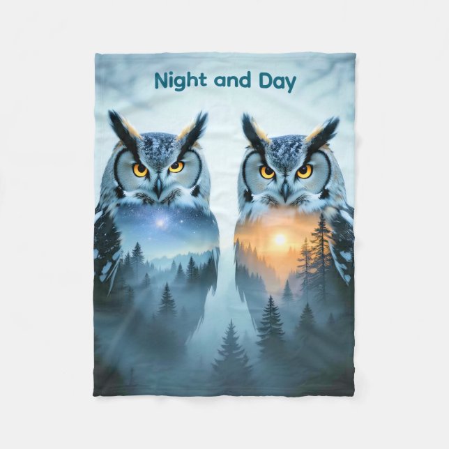 Cobertor De Velo Couple's Owl Night and Day Blanket (Frente)