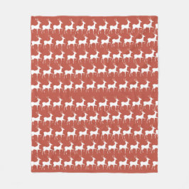Cobertor De Velo Couverture Polaire Classic Red Reindeer Pattern Fl