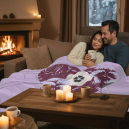 Cobertor De Velo Couverture Polaire Douceur "Cœur de Violettes" 