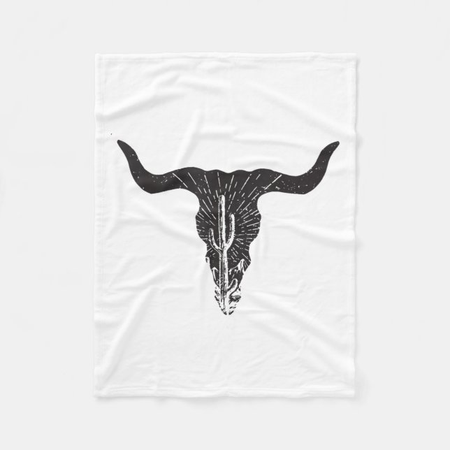Cobertor De Velo Cow Skull Desert Cactus Boho Longhorn South Wester (Frente)
