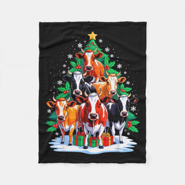 Cobertor De Velo Cow Tree Christmas Cow Lover Xmas Squad Men Women  (Frente)