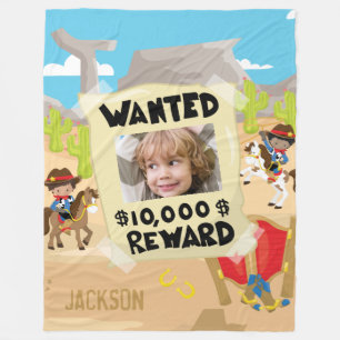 Cobertor De Velo Cowboy com foto e nome, menino