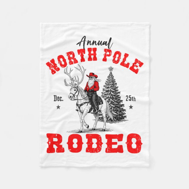 Cobertor De Velo Cowboy Santa Riding Reindeer North Le Rodeo Christ (Frente)