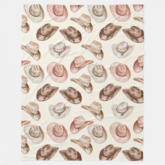 Cobertor De Velo Cowgirl Rosa Castanha Sudoeste Chapéus (Frente)