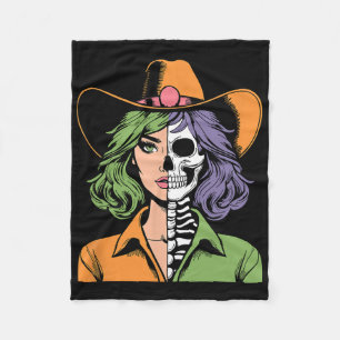 Cobertor De Velo Cowgirl Skeleton Halloween