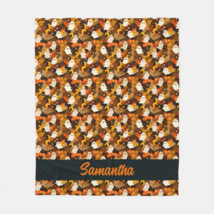 Cobertor De Velo Cozy Autumn Fantasmas e Folhas do Halloween
