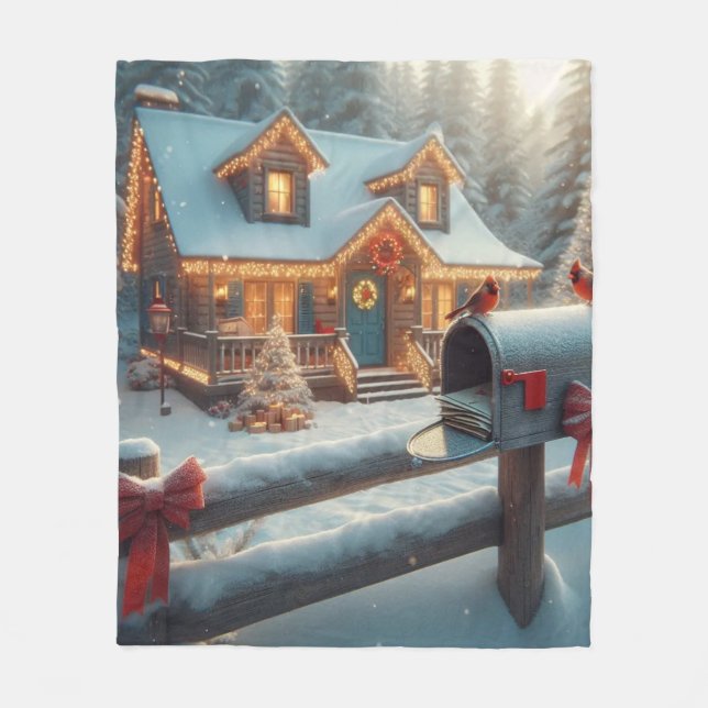 Cobertor De Velo Cozy Christmas Cabin Winter Wonderland (Frente)