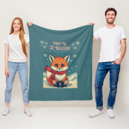 Cobertor De Velo Cozy Christmas Fox Fleece Blanket