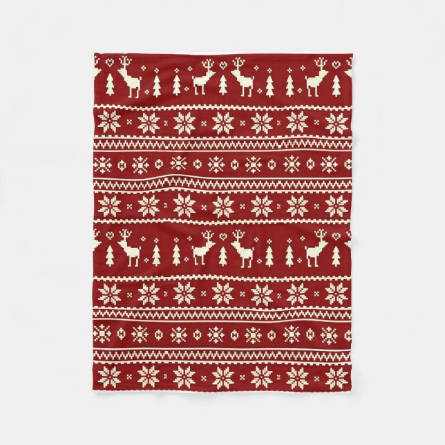 Cobertor De Velo Cozy Christmas Knit Pattern Blanket (Frente)