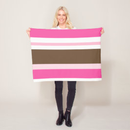 Cobertor De Velo Cozy Custom Fleece Blanket Brown & Pink Stripe