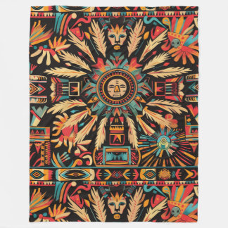 Cobertor De Velo Cozy Cyan "Aztec Dream" Plush Fleece Blanket