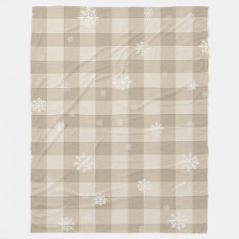 Cobertor De Velo Cozy Gingham Snowflake Blanket – Beige & Taupe