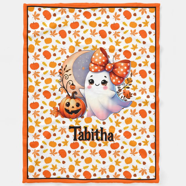 Cobertor De Velo Cozy Halloween Baby Blanket Adicione Nome Cute Gho (Criador carregado)
