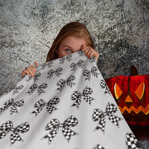Cobertor De Velo Cozy Halloween cinza verificada arcos pretos Coque