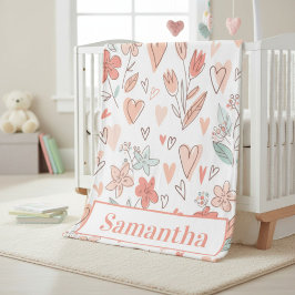 Cobertor De Velo Cozy Personalized Floral Heart