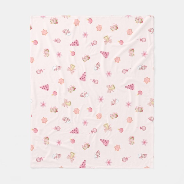 Cobertor De Velo Cozy Pink Christmas Pattern (Frente)