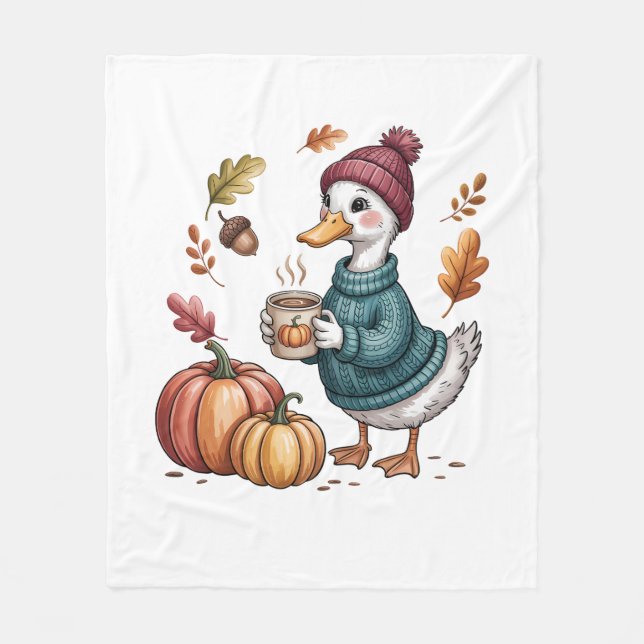 Cobertor De Velo Cozy Pumpkin Café Goose Fall Art (Frente)