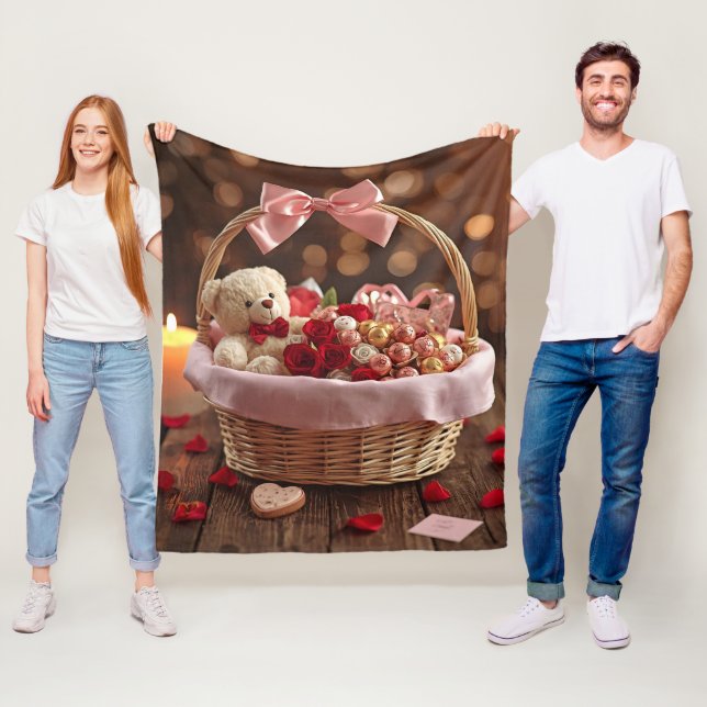 Cobertor De Velo Cozy Teddy Rose Basket Romantic Valentine (In Situ)