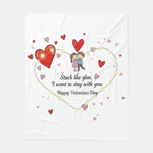 Cobertor De Velo cozy togetherness personalized heart illustration (Frente)