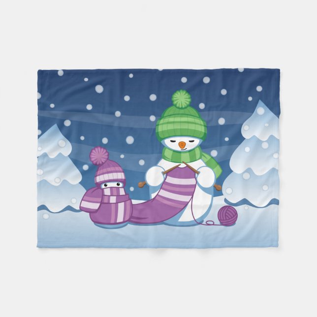 Cobertor De Velo Crafty Snowman a tricotar Scarf (Frente (Horizontal))