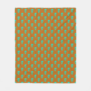 Cobertor De Velo Crânio anatômico Grungy Polkadots verde-alaranjado