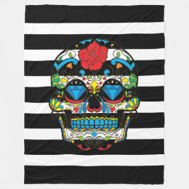 Cobertor De Velo Crânio De Açúcar Mexicano Com Banhas Pretas